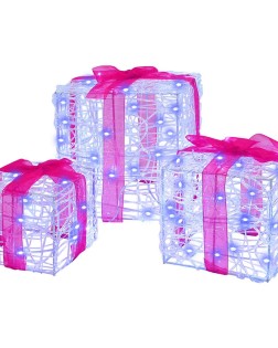 Ajándékdoboz 60 led-del 3 pcs kék 20 x 20 x 20 cm akril