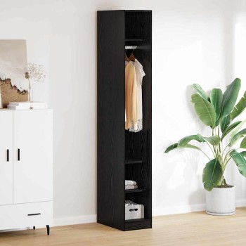 Ruhásszekrény polcokkal fekete tölgy 50 x 30 x 200 cm faanyag