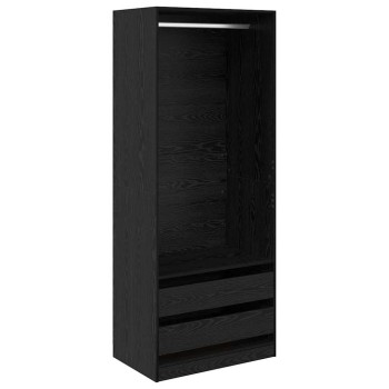 Ruhásszekrény fiókkal fekete tölgy 80 x 50 x 200 cm faanyag