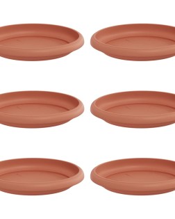 Kerek virág tálca 6 pcs tégla vörös ø 14 x 2 cm műanyag