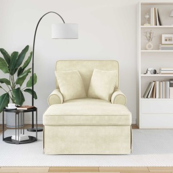 Fotel loungba szoknyával párnával 3 pcs krém bársonyos szövet