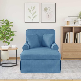 Fotel loungba szoknyával párnával 3 pcs kék bársonyos szövet
