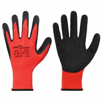 Munkakesztyűk 24 pcs piros és fekete 8 / m latex bevonat