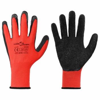 Munkakesztyűk 12 pcs piros és fekete 10 / xl latex bevonat