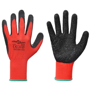 Munkakesztyűk 12 pcs piros és fekete 11 / xxl latex bevonat