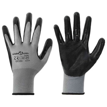 Munkakesztyűk 24 pcs szürke és fekete 10 / xl poliészter