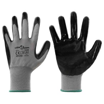 Munkakesztyűk 12 pcs szürke és fekete 11 / xxl poliészter