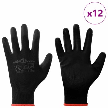 Munkakesztyűk 12 pcs fekete 7 / s poliészter