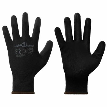 Munkakesztyűk 12 pcs fekete 8 / m poliészter