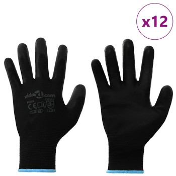 Munkakesztyűk 12 pcs fekete 9 / l poliészter