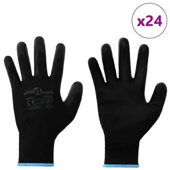 Munkakesztyűk 24 pcs fekete 9 / l poliészter
