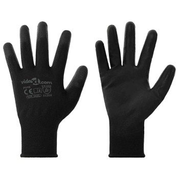 Munkakesztyűk 12 pcs fekete 10 / xl poliészter