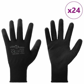 Munkakesztyűk 24 pcs fekete 10 / xl poliészter