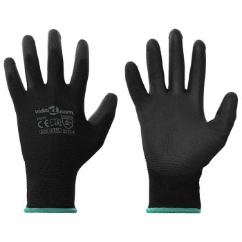 Munkakesztyűk 24 pcs fekete 11 / xxl poliészter