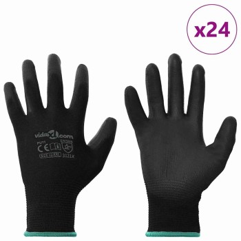 Munkakesztyűk 24 pcs fekete 11 / xxl poliészter