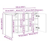 Fürdőszobai szekrény szett 3 pcs 126 x 16 x 62.5 cm faanyag