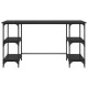 Asztal polcokkal fekete tölgy 140 x 50 x 75 cm faanyag