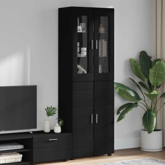 Magasfiú polcokkal florin fekete 60 x 35 x 182 cm faanyag