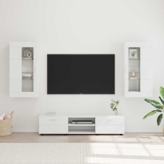 Tv szekrény garnitúra fiókkal florin 3 pcs fehér faanyag