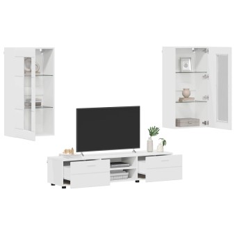Tv szekrény garnitúra fiókkal florin 3 pcs fehér faanyag