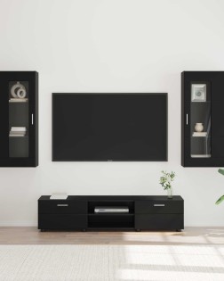 Tv szekrény garnitúra fiókkal florin 3 pcs fekete faanyag
