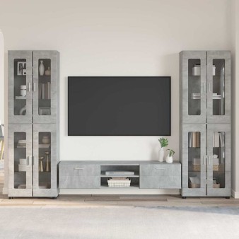Tv szekrény garnitúra fiókkal florin 3 pcs beton szürke faanyag