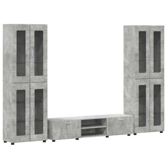 Tv szekrény garnitúra fiókkal florin 3 pcs beton szürke faanyag