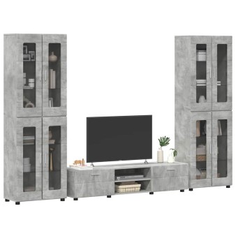 Tv szekrény garnitúra fiókkal florin 3 pcs beton szürke faanyag
