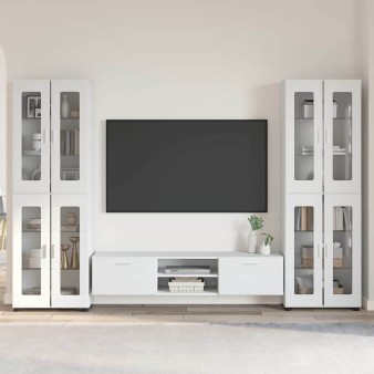 Tv szekrény garnitúra florin 3 pcs magas fényű fehér faanyag
