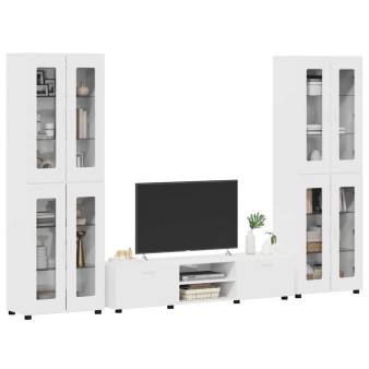 Tv szekrény garnitúra florin 3 pcs magas fényű fehér faanyag
