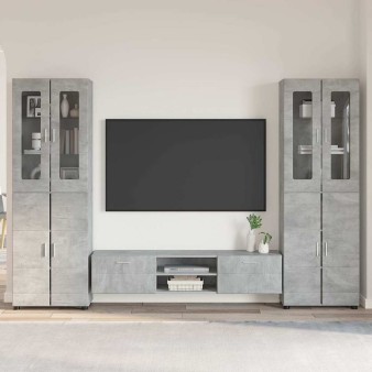 Tv szekrény garnitúra fiókkal florin 3 pcs beton szürke faanyag