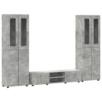 Tv szekrény garnitúra fiókkal florin 3 pcs beton szürke faanyag