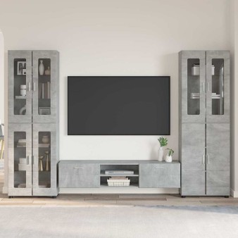Tv szekrény garnitúra fiókkal florin 3 pcs beton szürke faanyag
