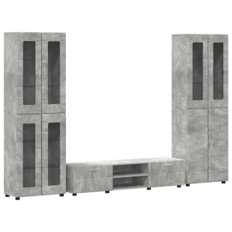 Tv szekrény garnitúra fiókkal florin 3 pcs beton szürke faanyag