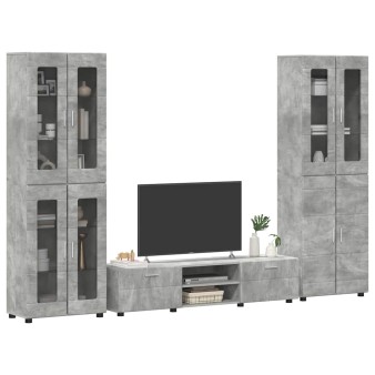 Tv szekrény garnitúra fiókkal florin 3 pcs beton szürke faanyag