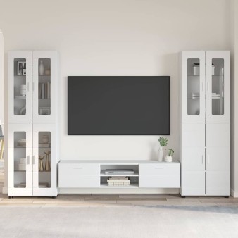 Tv szekrény garnitúra florin 3 pcs magas fényű fehér faanyag