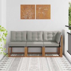 Kültéri középső és sarok kanapé párnával 3 darab természetes