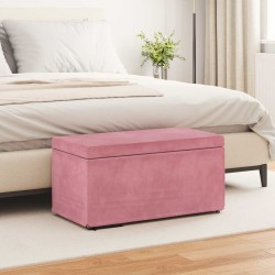 Zsámoly rózsaszín 81 x 41 x 40 cm bársony és műanyag fa