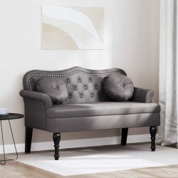 Chesterfield pad párnával szürke 120,5 x 65 x 75 cm műbőr