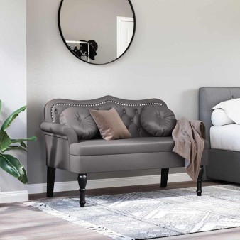 Chesterfield pad párnával szürke 120,5 x 65 x 75 cm műbőr