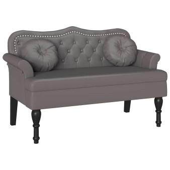 Chesterfield pad párnával szürke 120,5 x 65 x 75 cm műbőr