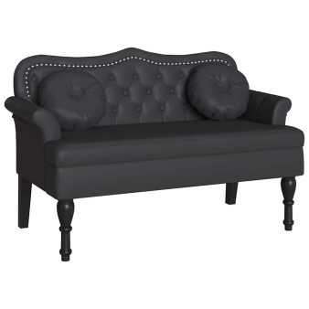 Chesterfield pad párnával fekete 120,5 x 65 x 75 cm műbőr
