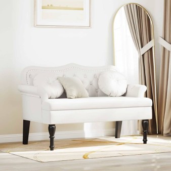 Chesterfield pad párnával fehér 120,5 x 65 x 75 cm műbőr