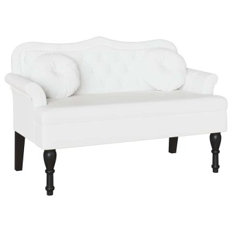 Chesterfield pad párnával fehér 120,5 x 65 x 75 cm műbőr