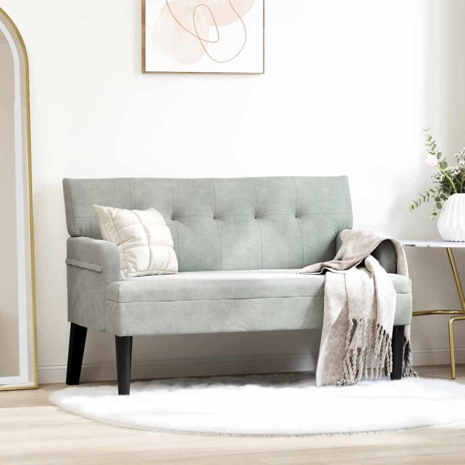 Chesterfield pad világosszürke 112 x 65,5 x 75 cm bársony Chesterfield pad világosszürke 112 x 65,5 x 75 cm bársony