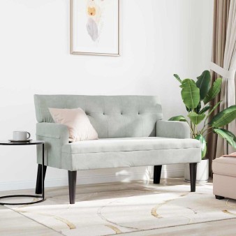Chesterfield pad világosszürke 112 x 65,5 x 75 cm bársony