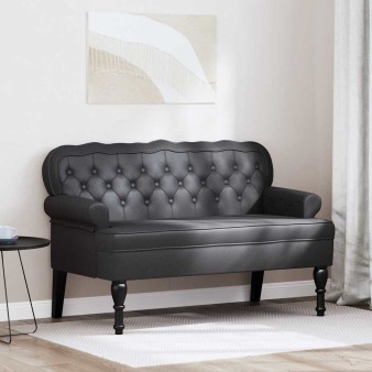 Chesterfield pad fekete 119,5 x 64,5 x 75 cm műbőr