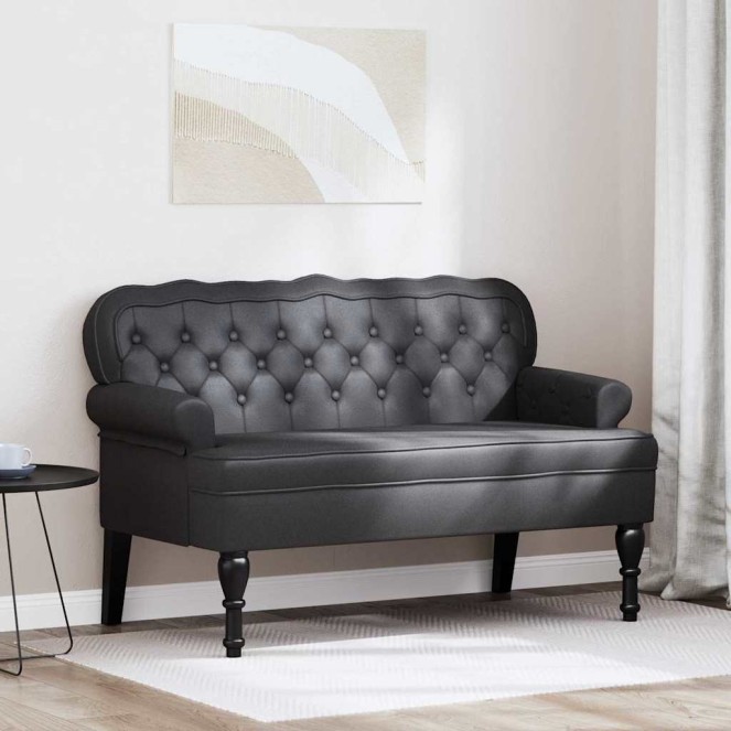 Chesterfield pad fekete 119,5 x 64,5 x 75 cm műbőr