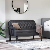 Chesterfield pad fekete 119,5 x 64,5 x 75 cm műbőr