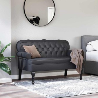 Chesterfield pad fekete 119,5 x 64,5 x 75 cm műbőr